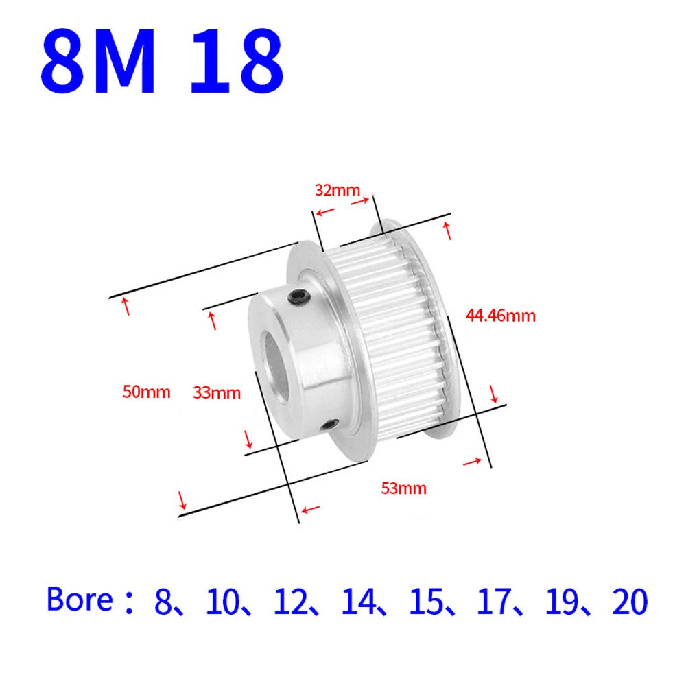 HTD-8M 12T-60T Timing Belt Pulley Pitch 8mm BF-type CNC Drive Pulleys Width 32mm
