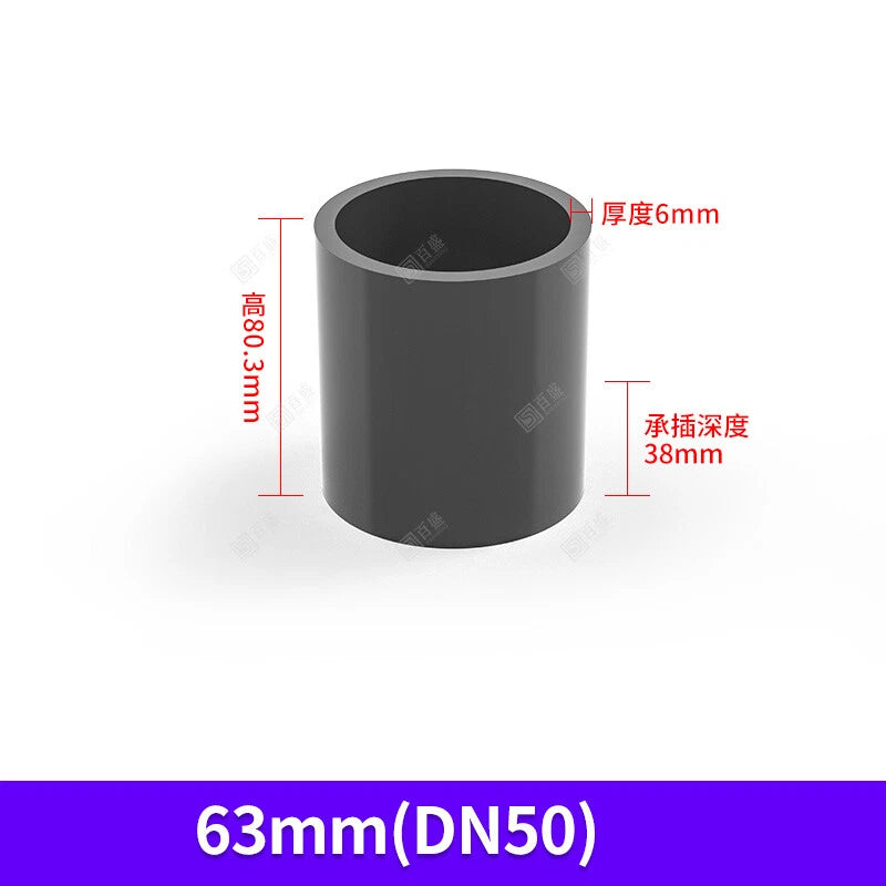 UPVC PVC Pipe Fittings Tee Straight Elbow Plumbing Couping ID 63-110mm Dark Grey