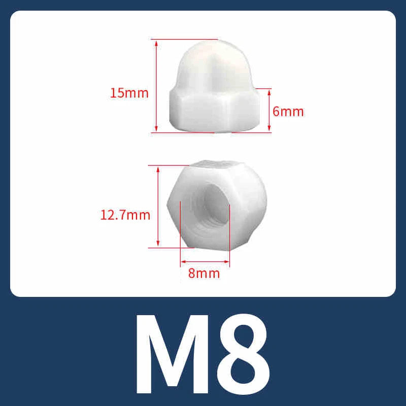 Nylon Plastic Screw Caps-Hex Nut Cover Protective Cap Set for Bolts Black/White
