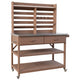 64.9in Outdoor Potting Bench 4 Lockable Wheels Stainless Steel Top Upper Hutch Fir Wood Brown