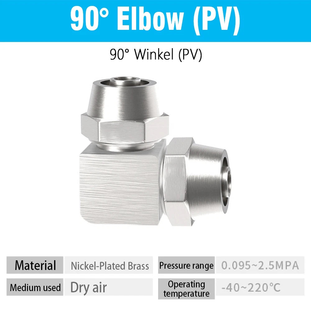 Pneumatic Push-to-Connect Fittings — Straight, Elbow, Tee, Cross & Threaded Types