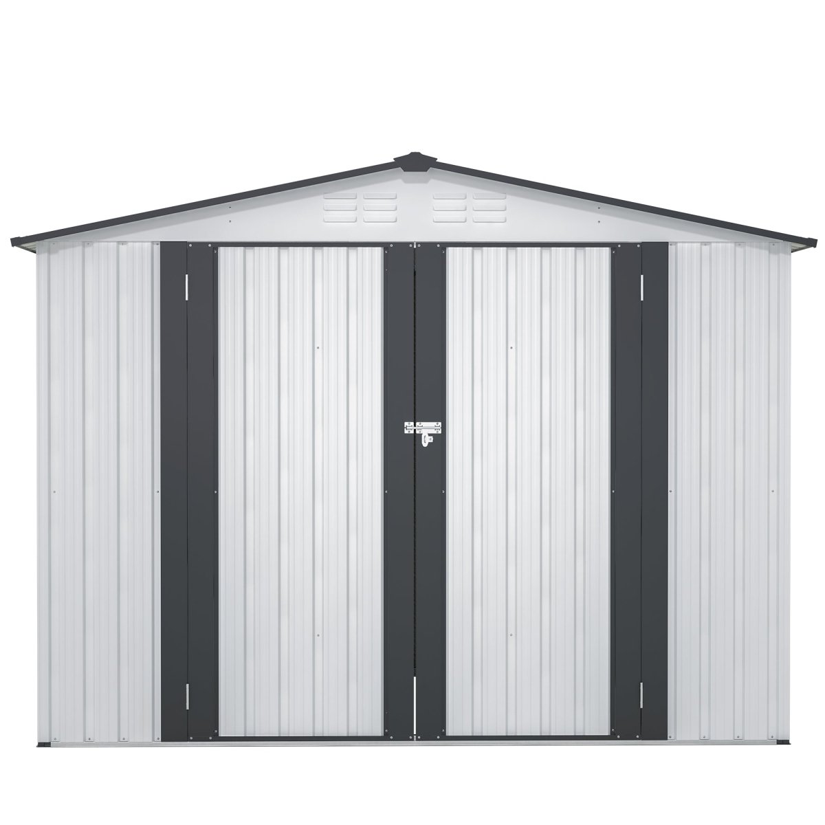 8 x 6 ft Outdoor Storage Shed, All Weather Metal Sheds with 2 Lockable Doors, Tool Shed for Garden, Backyard, Lawn,White - HomeDIYer