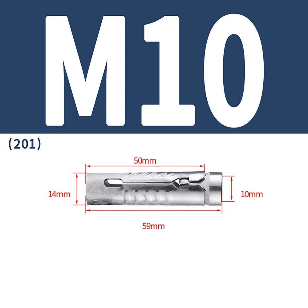 Stainless Steel Expansion Tube Bolts M6 M8 M10 M12 | 201 & 304 | 48mm–63mm - HomeDIYer
