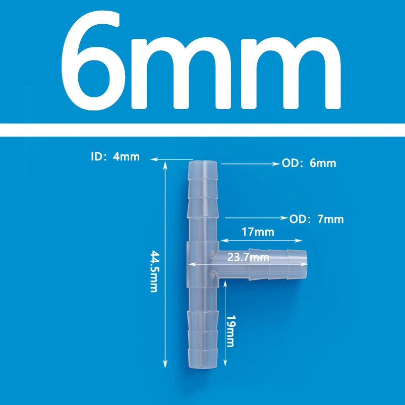 T-Type Three Way Plastic Barbed Hose Connector — Equal Tube Joiner Fitting