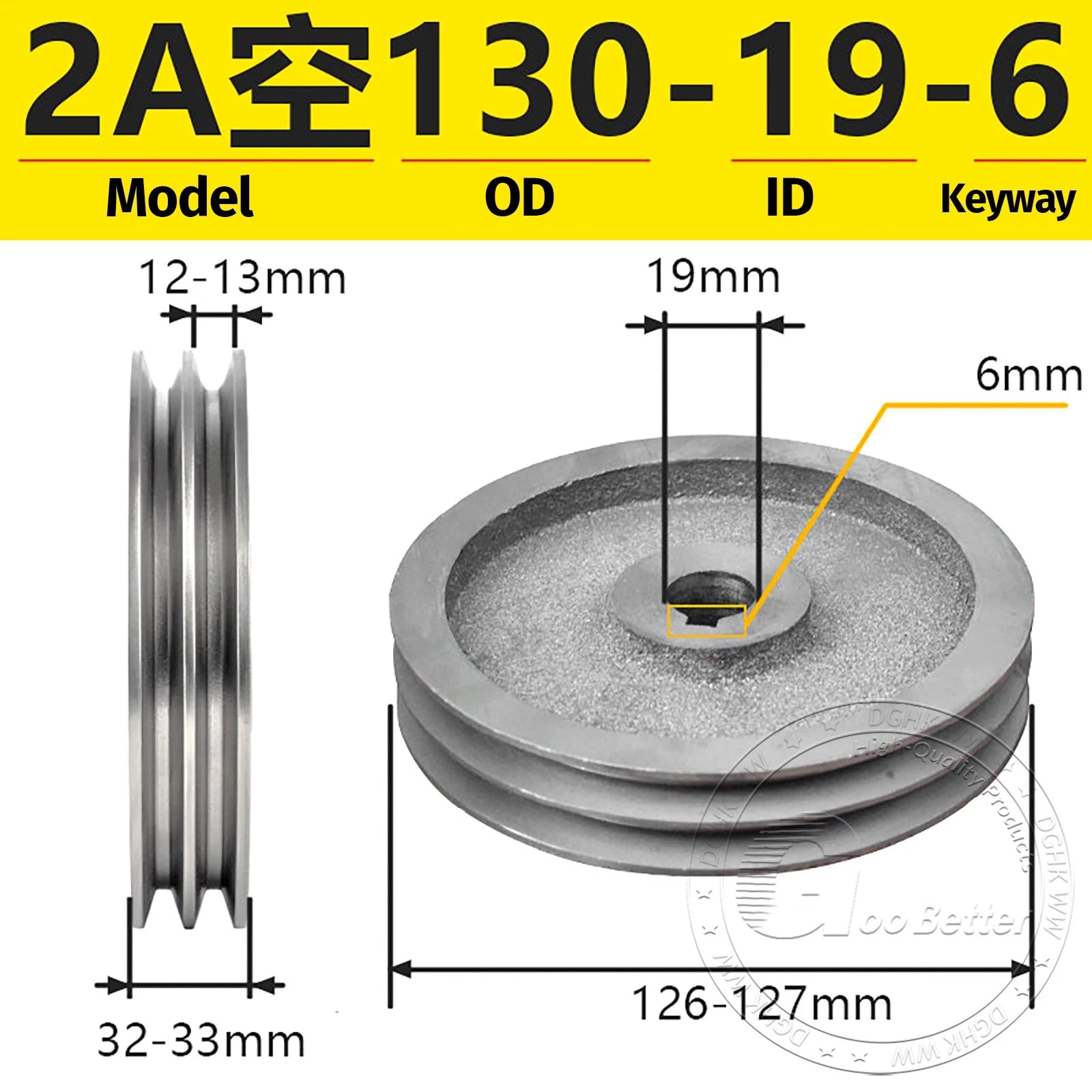 V-Belt Pulley Motor Pulleys Hollow 6-8mm Discs Dia Ø120-250mm For 2A Type Belts