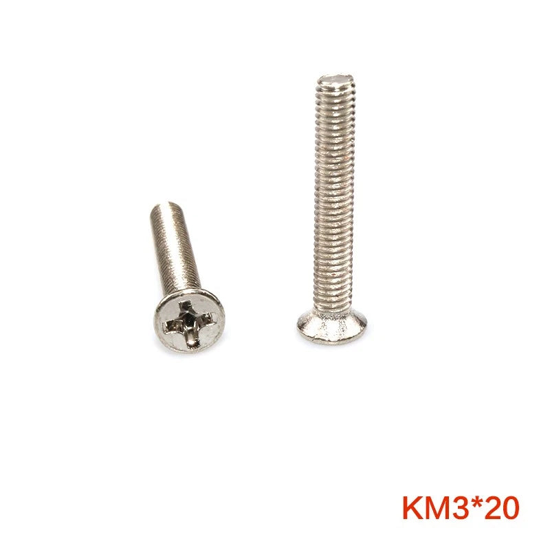 M3 Countersunk Phillips Machine Screws – Nickel Plated Carbon Steel, Fully Threaded (5–30mm)