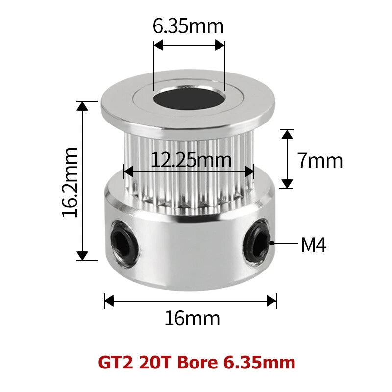 2GT 16T-40T Timing Belt Pulley Synchronous Aluminium 3D Printer Extruder Gear