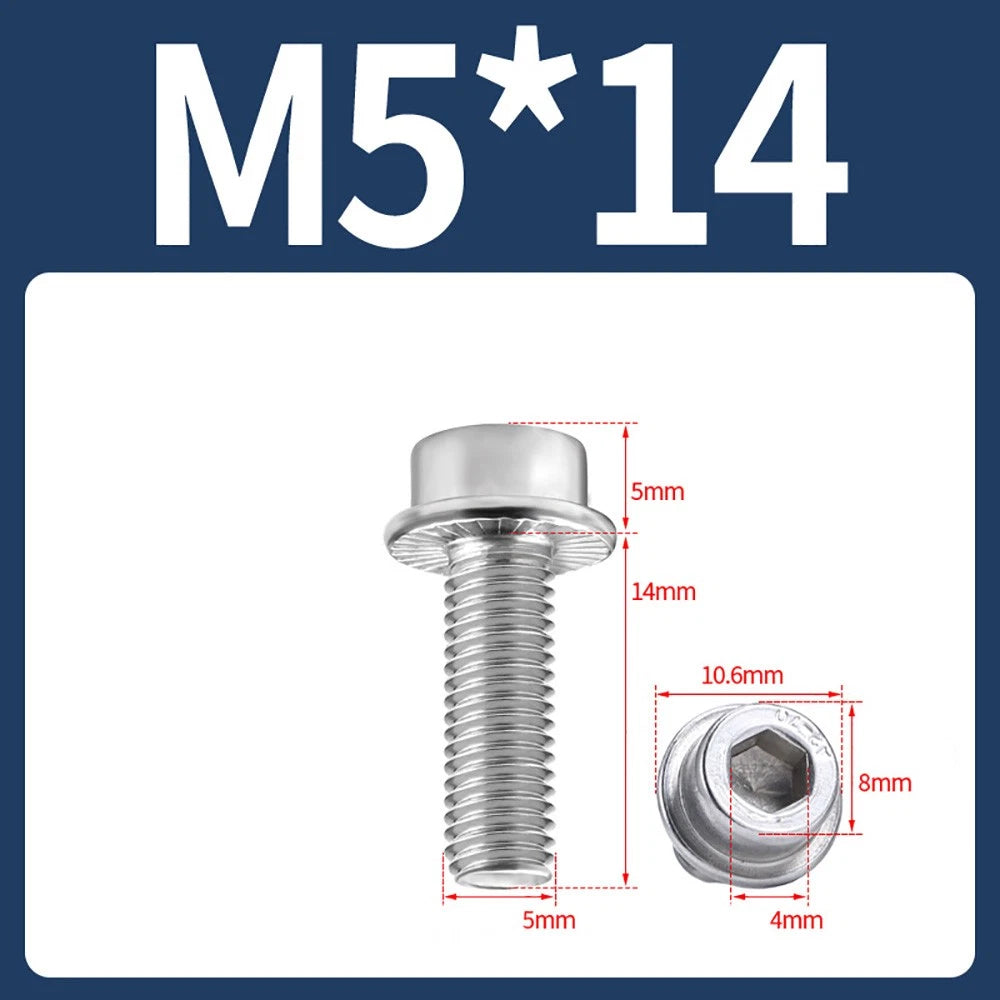 M5–M12 Flange Cap Head Hex Socket Screws – 304 Stainless Steel, Fully Threaded (8–60mm)