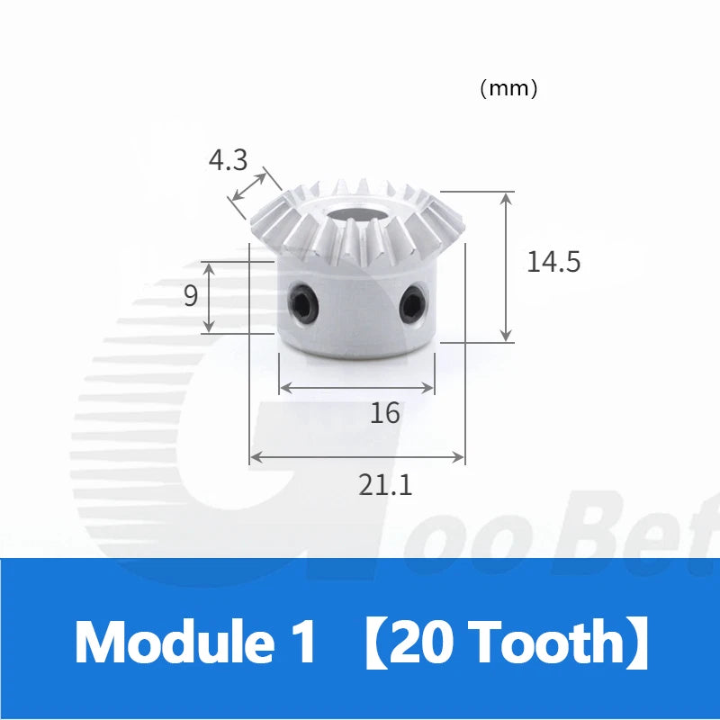 Bevel Gear Set Module 1 Aluminium 1:1 Pairing 15 - 30 Tooth Miter Gear Precision