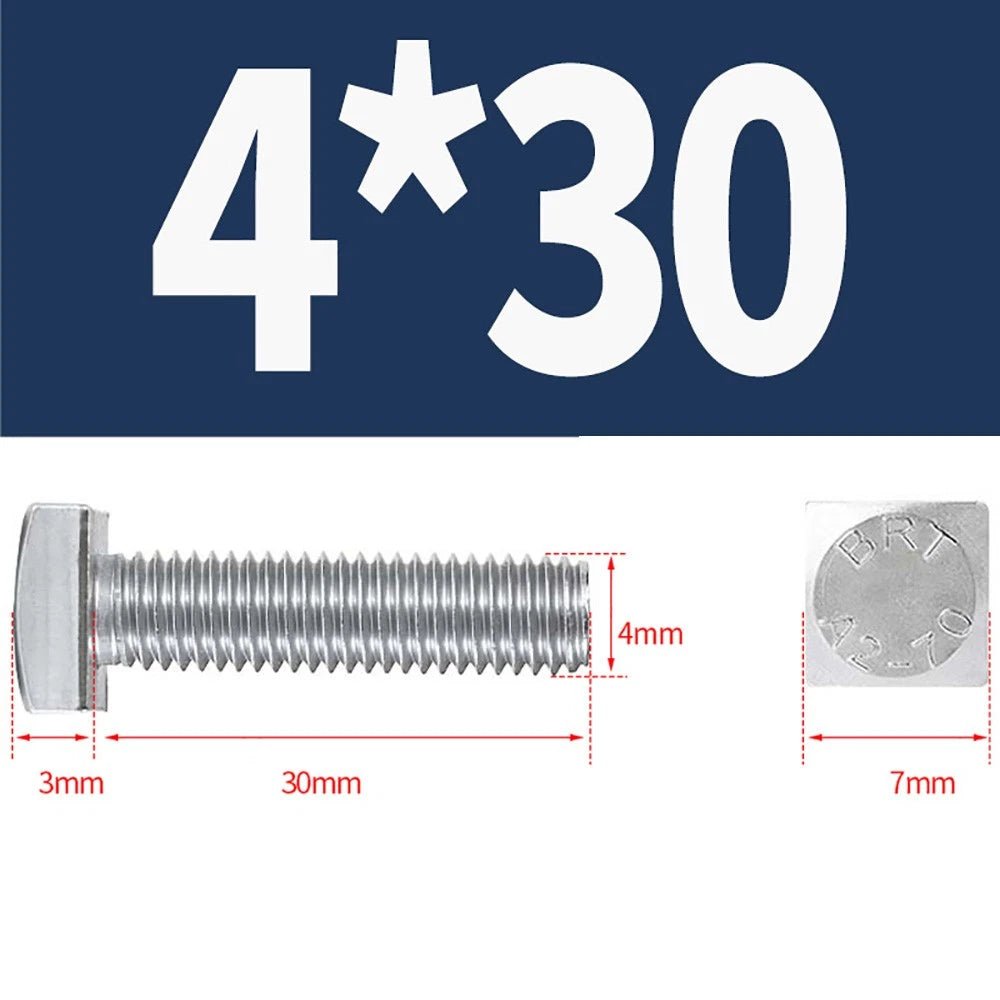 M4 M5 M6 M8 Square Head Bolts Full Thread 304 Stainless Steel — 12 to 80mm - HomeDIYer
