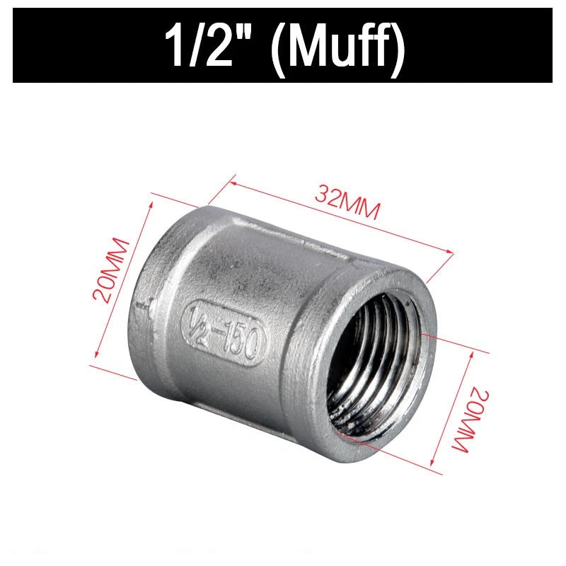 304 Stainless Steel Threaded Pipe Fittings — 1/2" NPT Nipples, Elbows, Tee & Caps