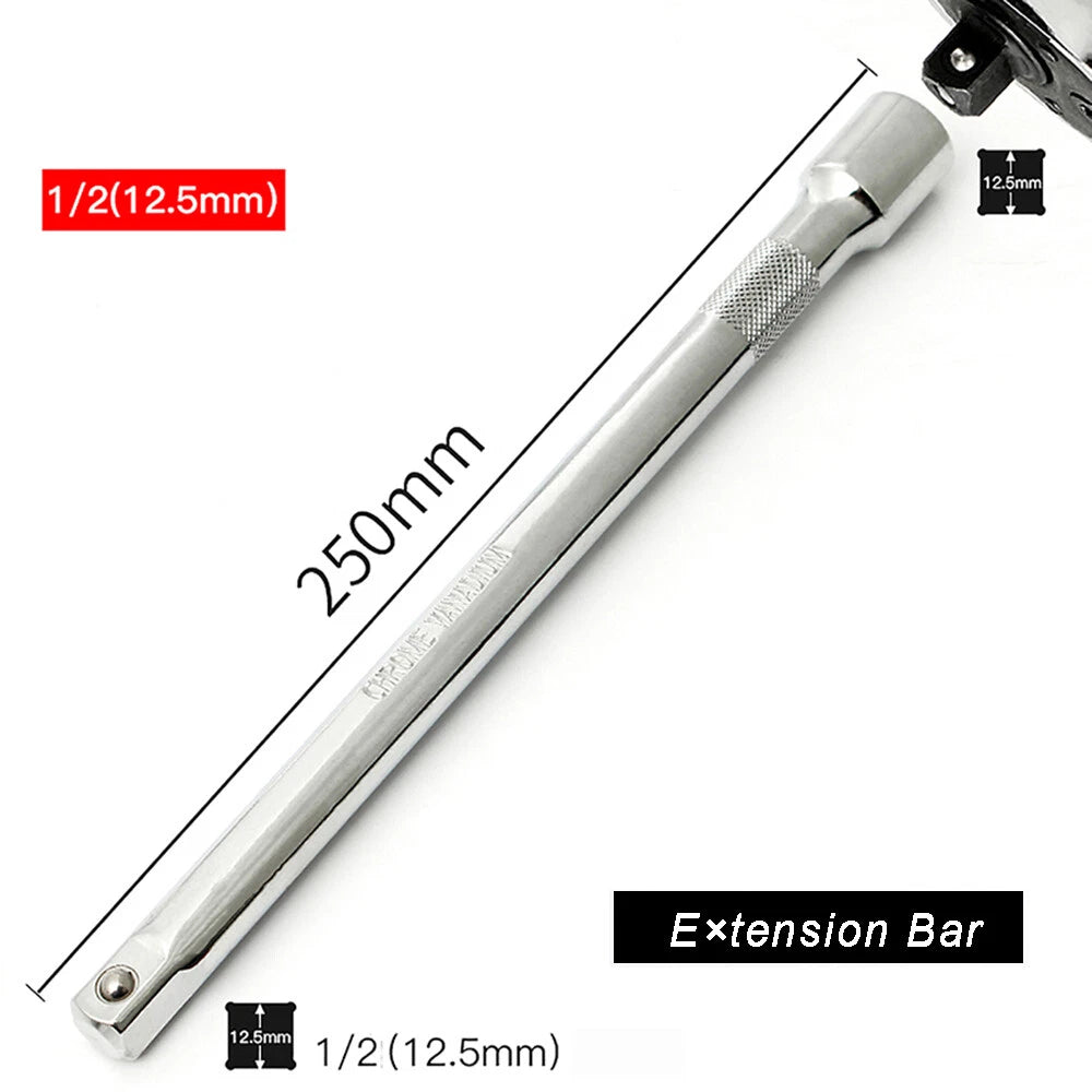 1/4" 3/8" 1/2" Ratchet Wrench Socket Adaptor - Extension Bar 52/76/101/150/250mm
