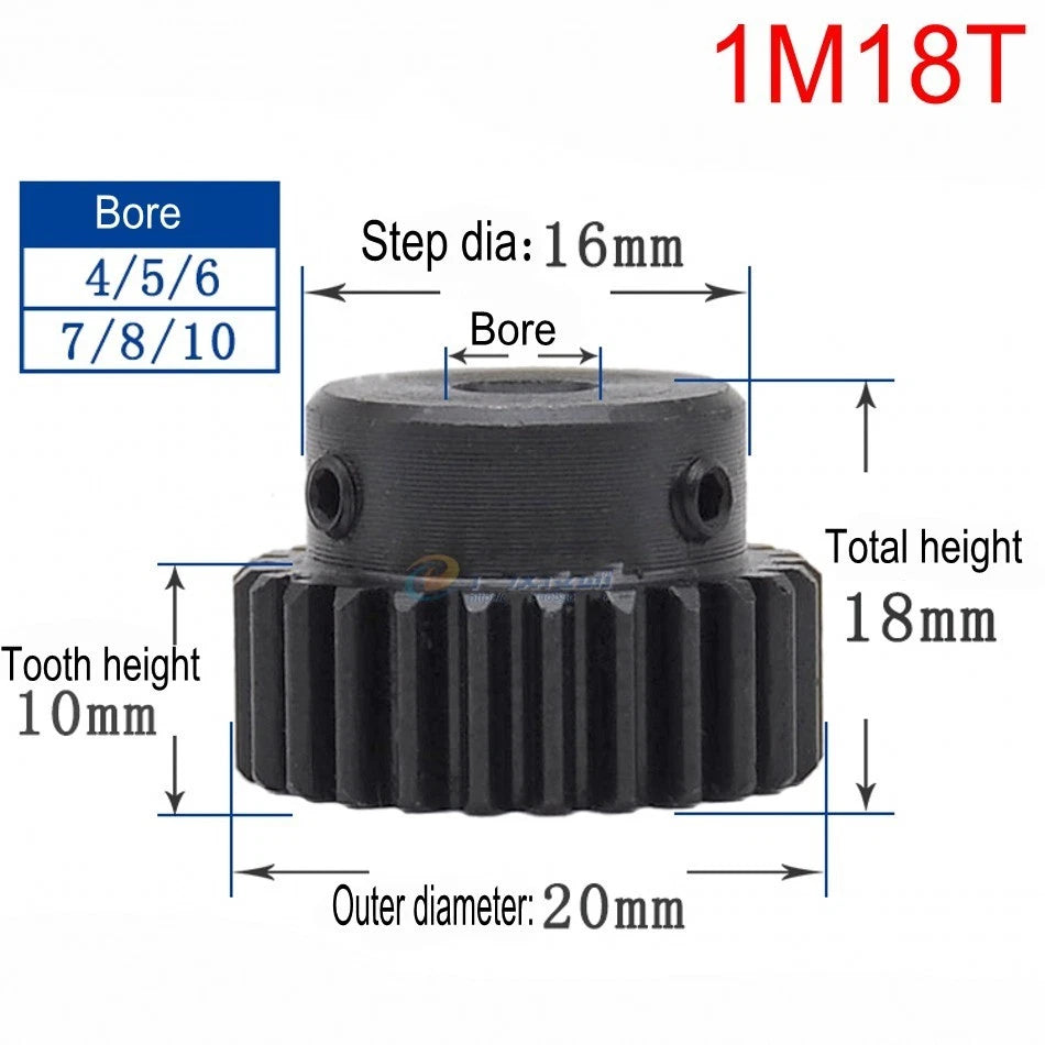 High Precision 1 Mod 10T-150T Spur Gear 45# Steel Pinion Gear With Step x 1Pcs