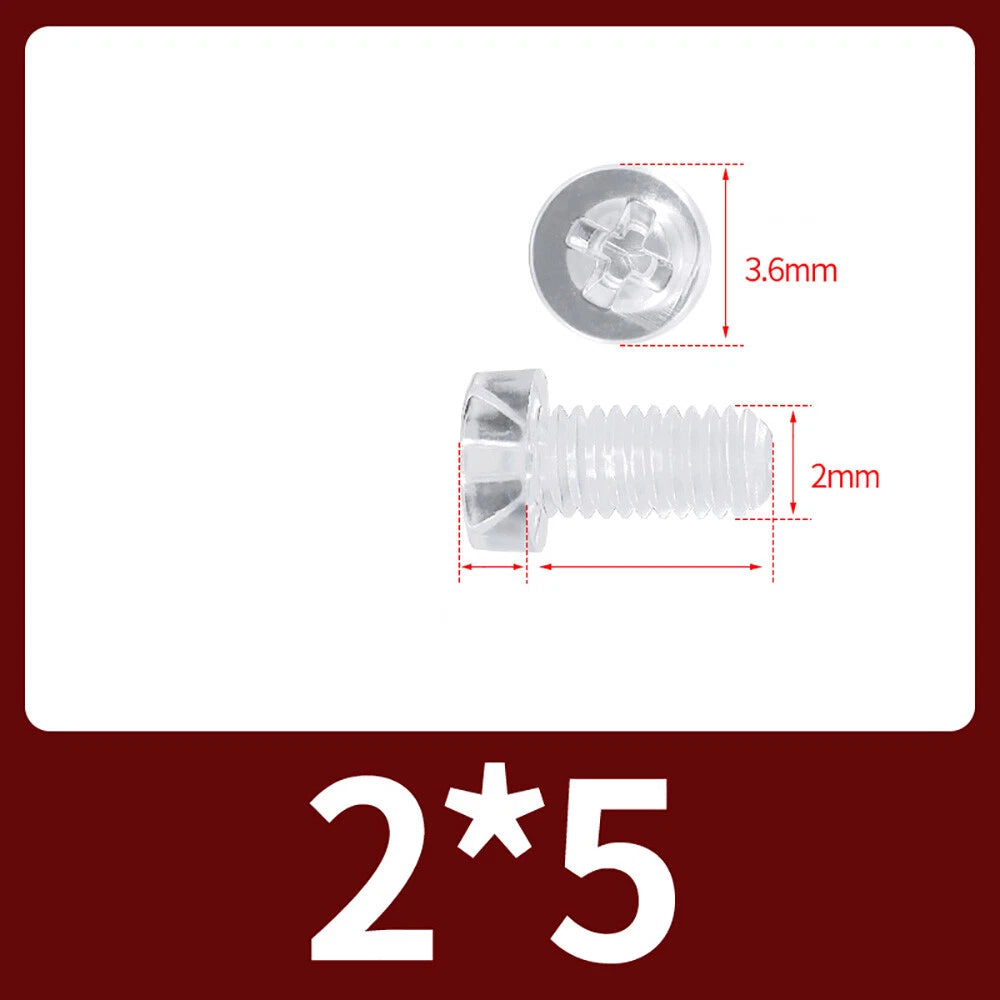 M2-M10 Clear Plastic Phillips Round/Pan Head Machine Screws Cross Screws Hex Nut