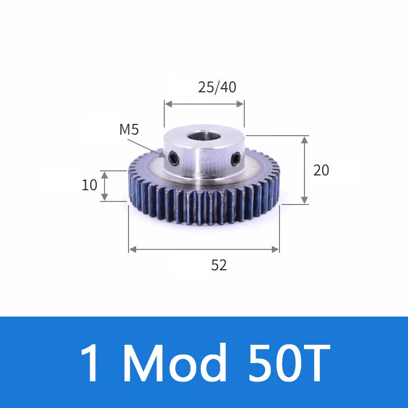 Spur Gears 1 Mod Transmission Gear With Step 45# Steel Pinion Motor Gear 12T~52T
