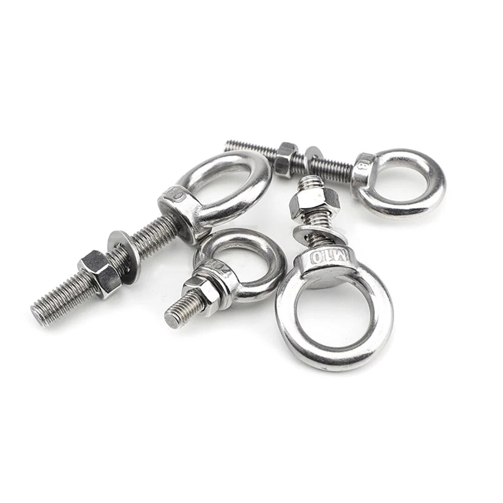 Stainless Steel Eye Bolts with Nuts & Washers — A2 304 Longshank Metric M3–M20 - HomeDIYer