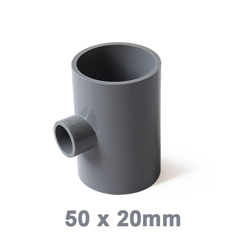 PVC Reducing Tee Pipe & Fittings Solvent Weld Pressure Adapter Connector Grey
