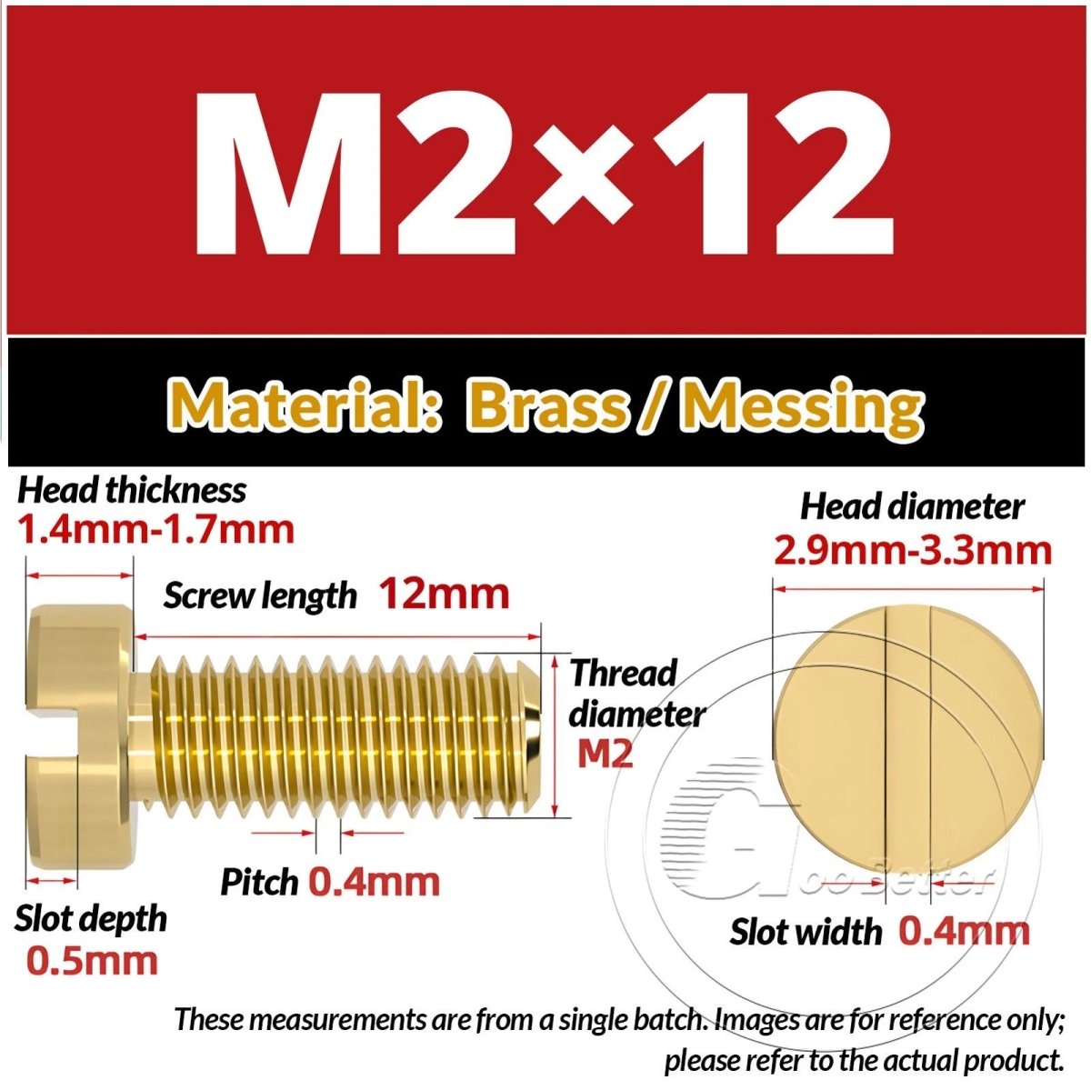 Brass Slotted Pan Head Machine Screws — M2 to M10, Multiple Lengths - HomeDIYer