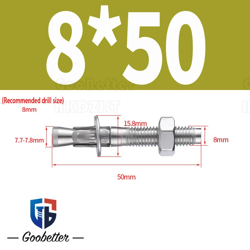 Stainless Steel Through Anchor Bolts — M6 M8 M10 M12 M16 Expansion Bolt