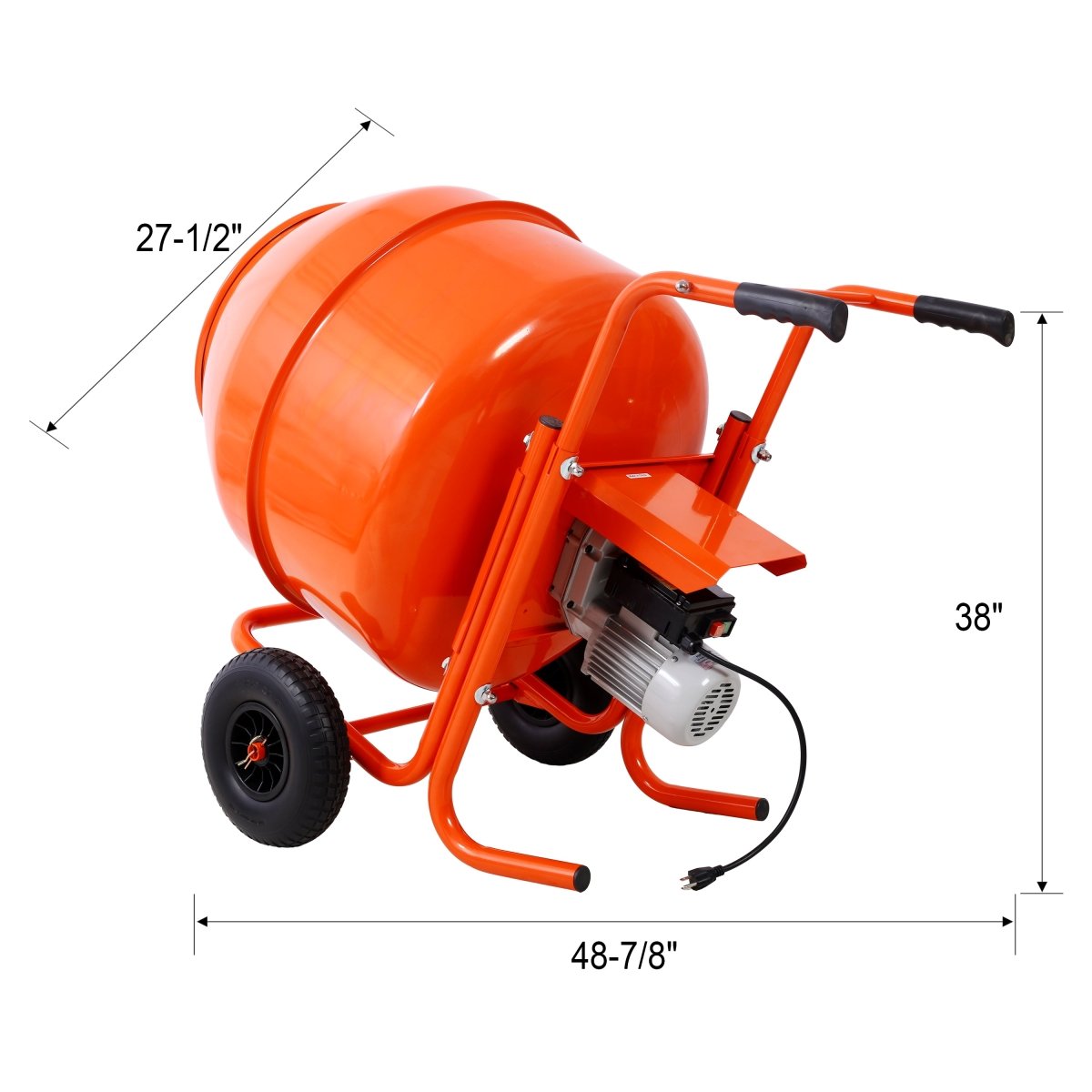 224L 8CUFT horizontal portable cement mixer,Wheel Barrow Portable Cement Concrete Mixer 115V - 60HZ,orange color - HomeDIYer