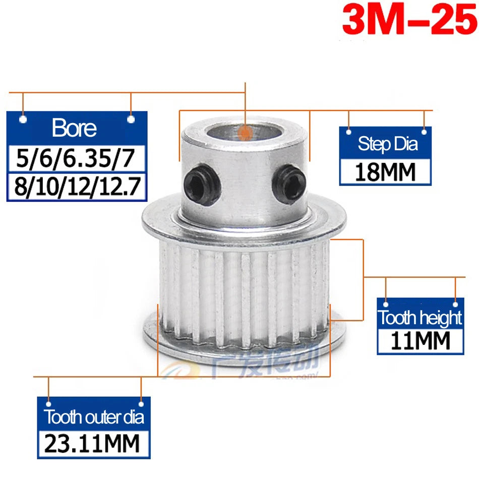 3Mod 15T-60T Pitch 3mm Timing Belt Pulley Synchronous Wheel Selectable Bore