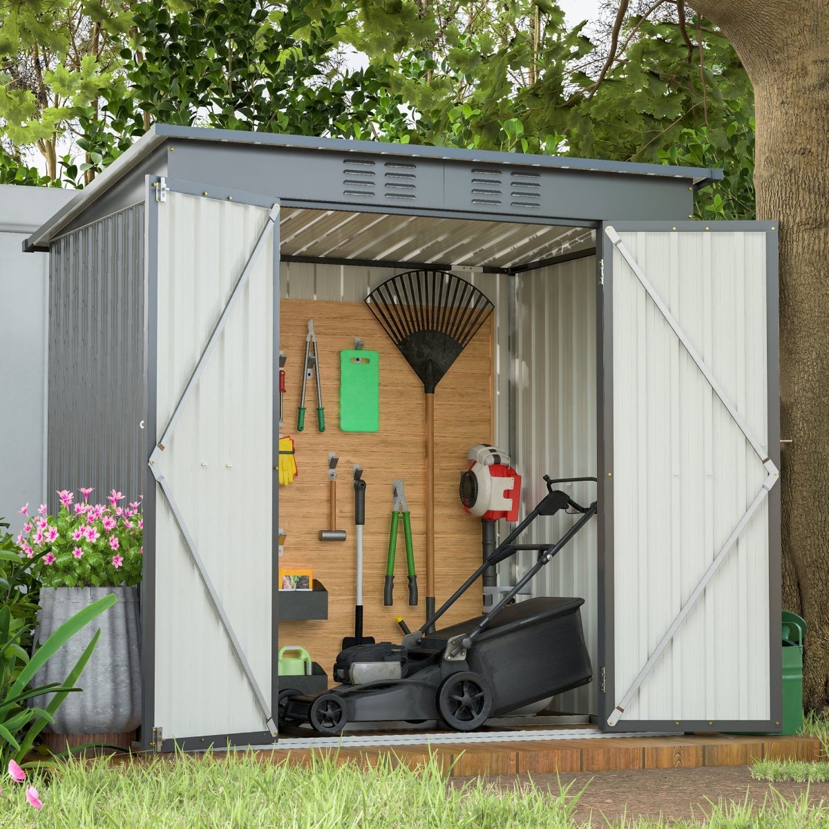 6 x 4 ft Outdoor Storage Shed, All Weather Tool Shed for Garden, Backyard, Lawn, Black - HomeDIYer