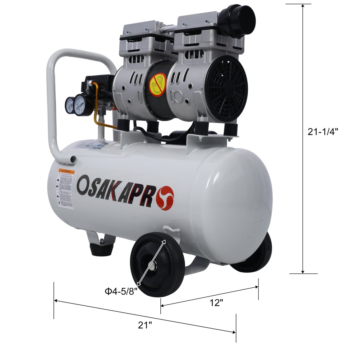 1.5HP Silent Oil - Free Air Compressor 8 Gallon, Oil - Free, Electric Shop Air Compressor Portable,Lightweight with Wheels, 70 dBA Noise Level, with Automatic Drain Valve,Light Gray - HomeDIYer