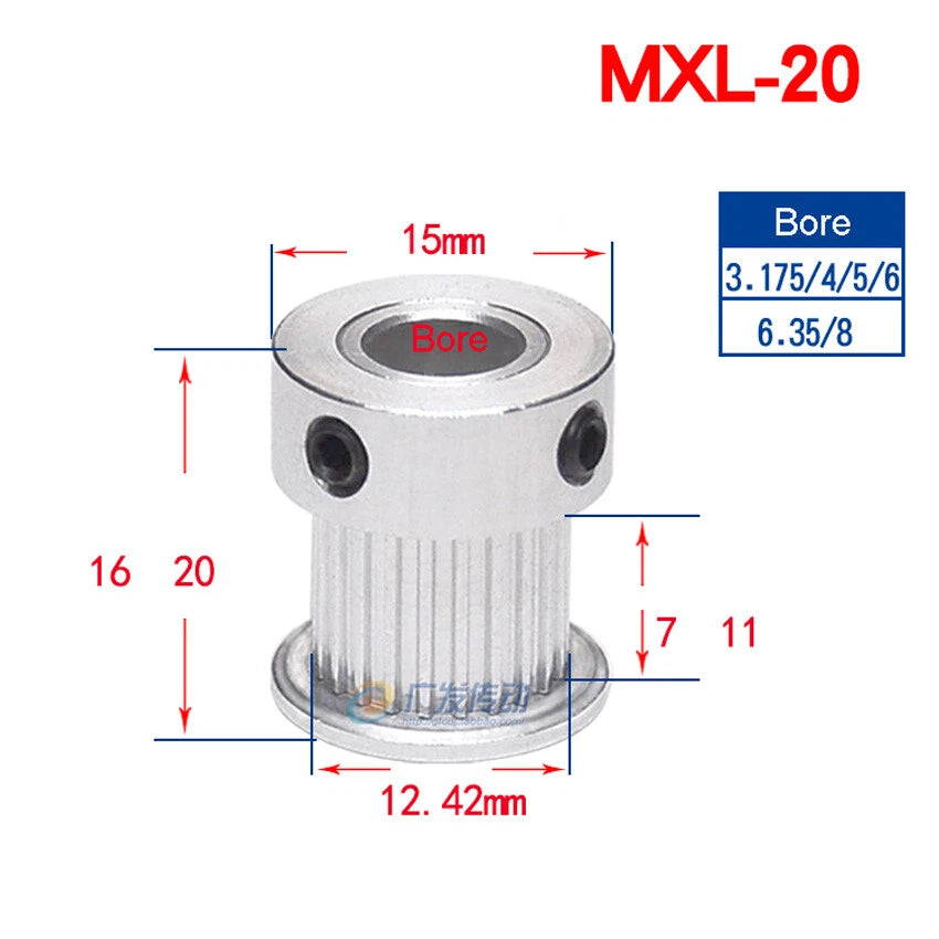 MXL 14-60T Timing Belt Pulley Pitch 2.032mm CNC Drive Pulleys Tooth Width 7mm