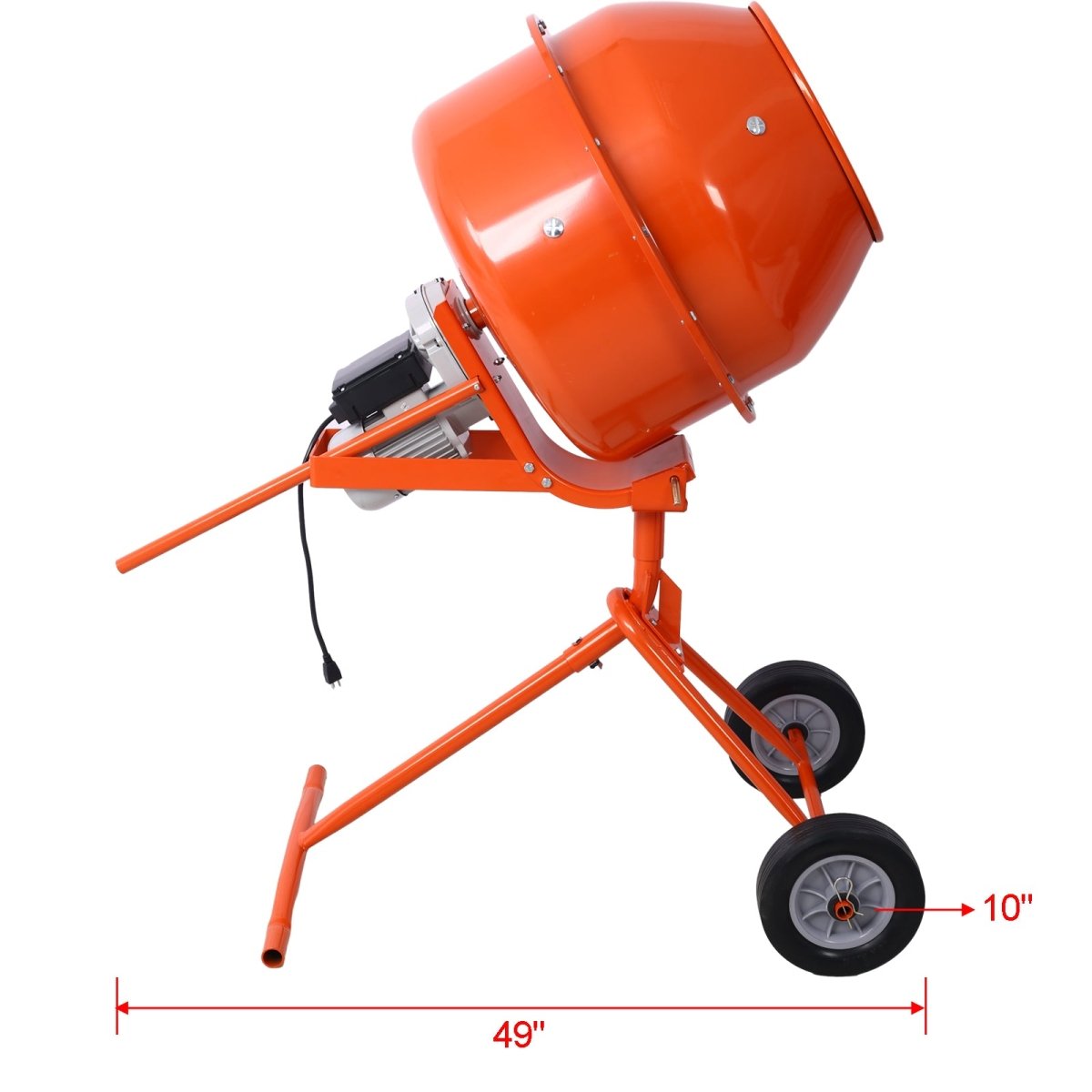 370W Portable Electric Concrete Mixer Cement Mixing Barrow Machine Mixing Mortar Handle with Wheel (4.6 cu/ft.) - HomeDIYer