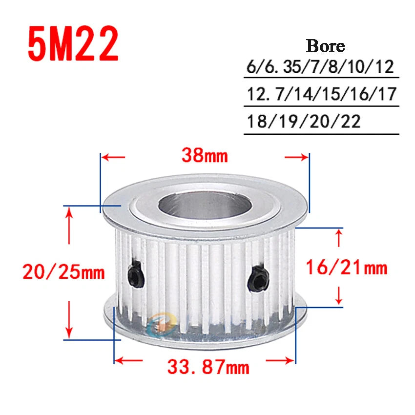 5M10-24T Timing Belt Pulley Synchronous Wheel,Bore 5-20mm,For 15/20mm Width Belt