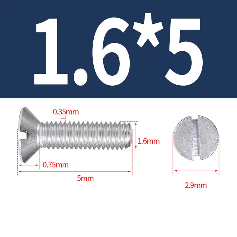 M1.6–M8 A2 Stainless Steel Flat Head Slotted Machine Screws | Countersunk Bolts