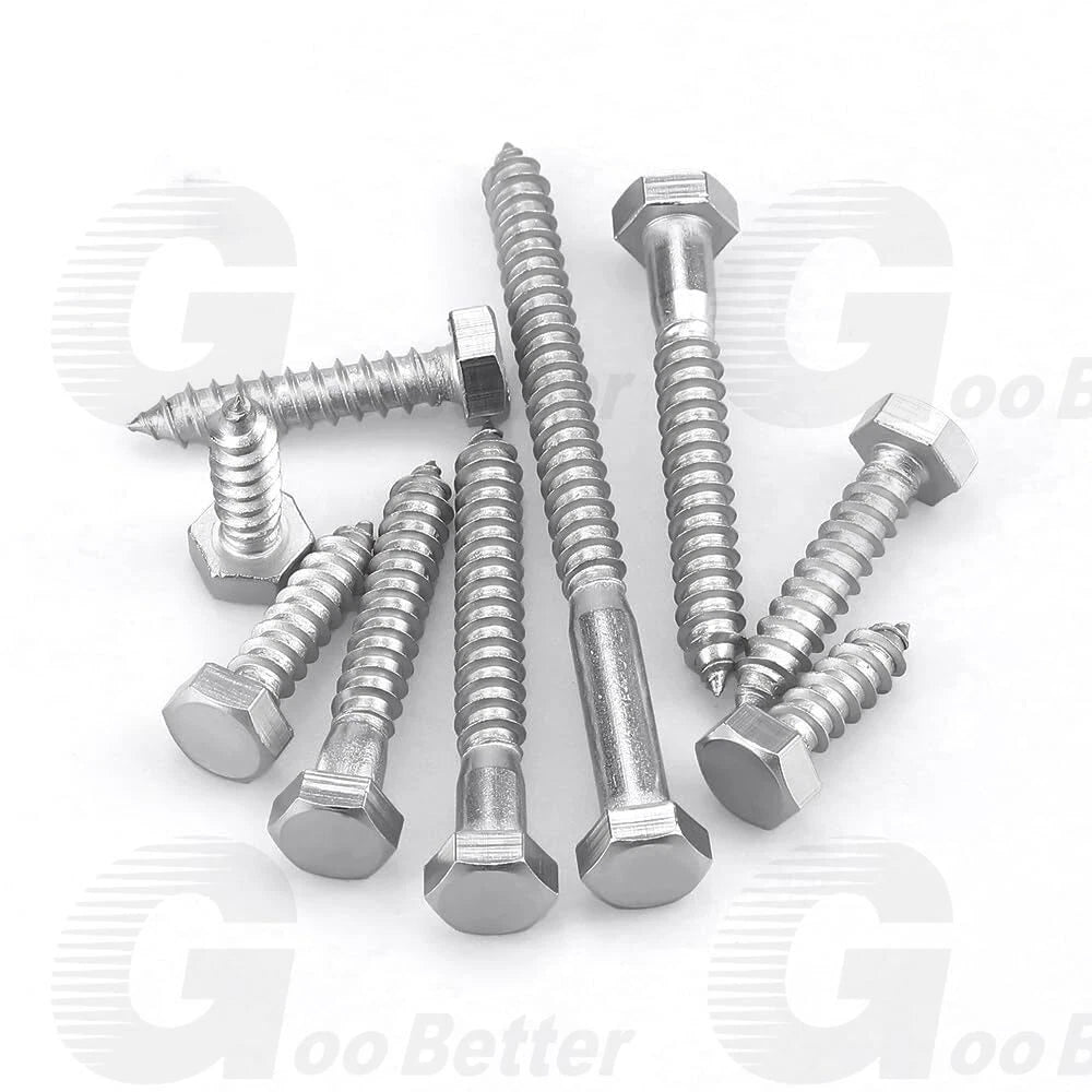 50Pcs Hex Head 3/8 x 1-1/2" Lag Bolts Plate Wood Screws Stainless Steel Screws