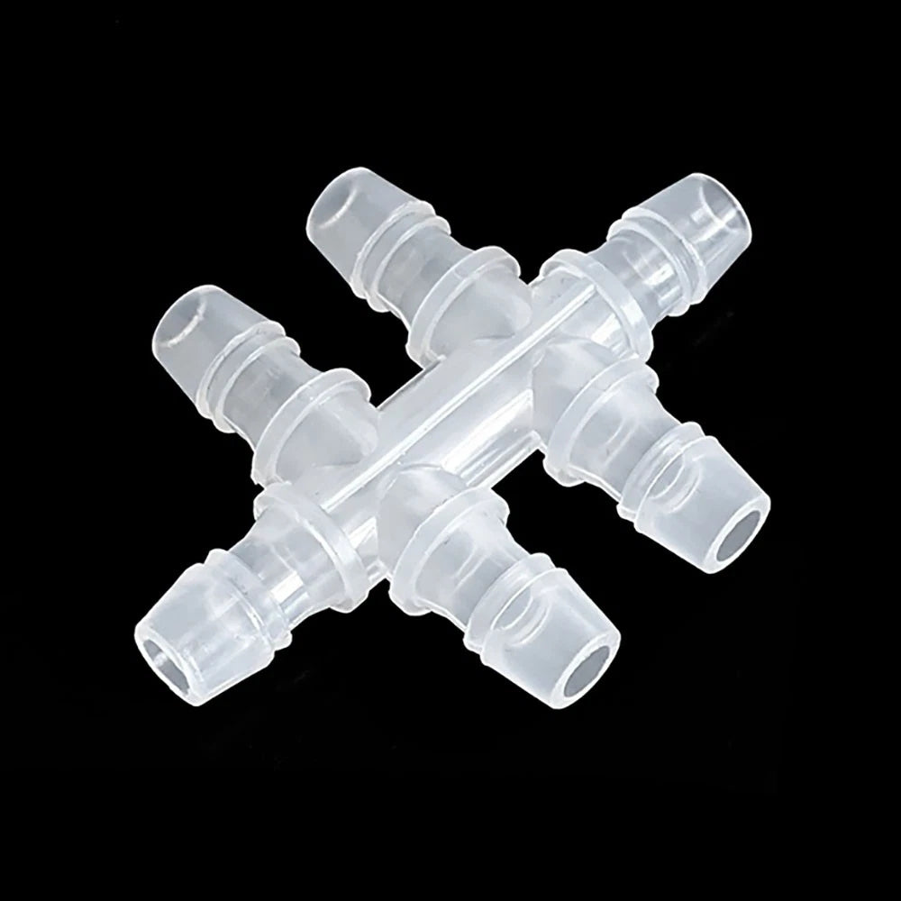 6-Way Plastic Barbed Hose Connector — Pipe Splitter Tubing Fitting (3.9mm–7.9mm)