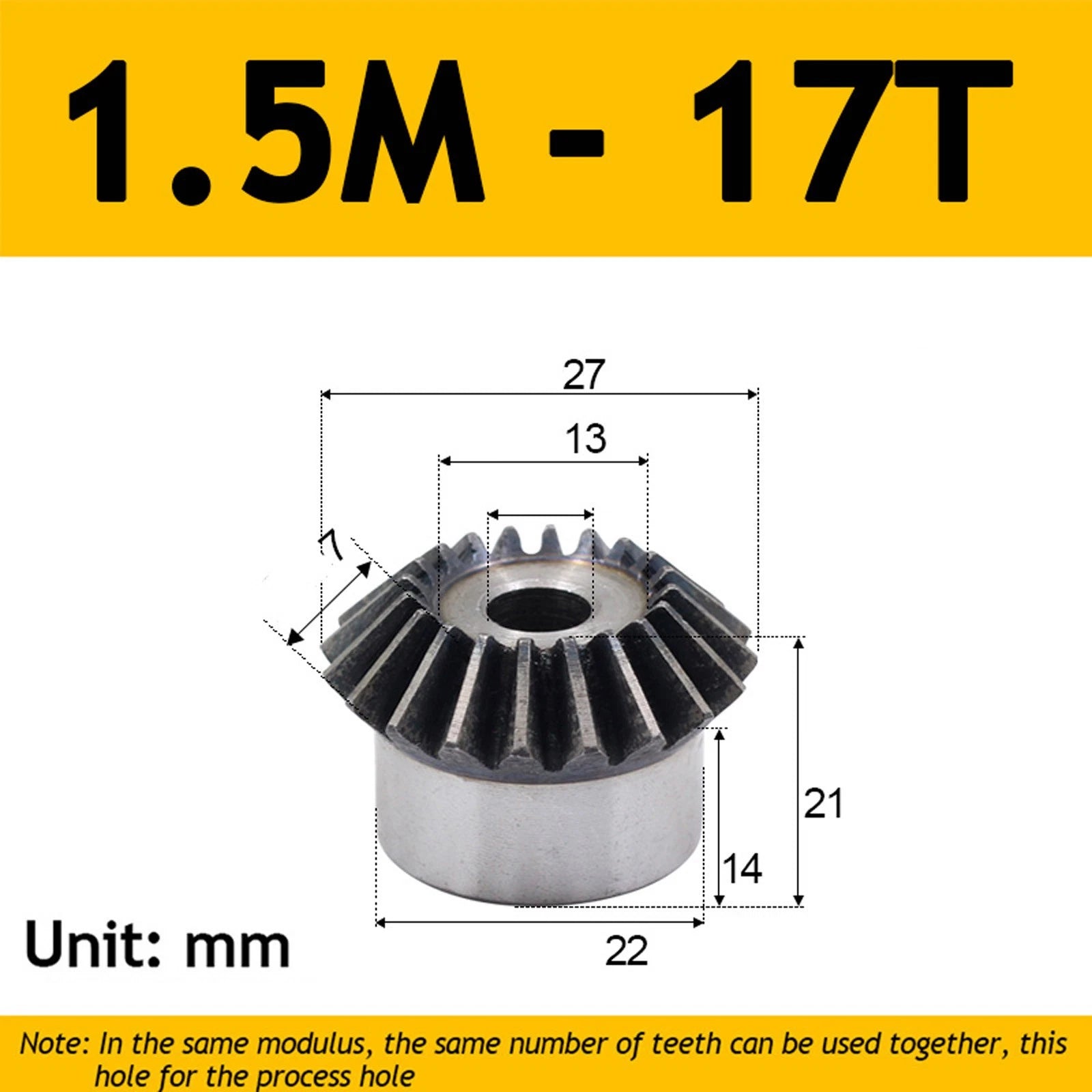 1.5 Module Steel Umbrella Tooth Bevel Gear Helical Motor Gear 15-40 Tooth
