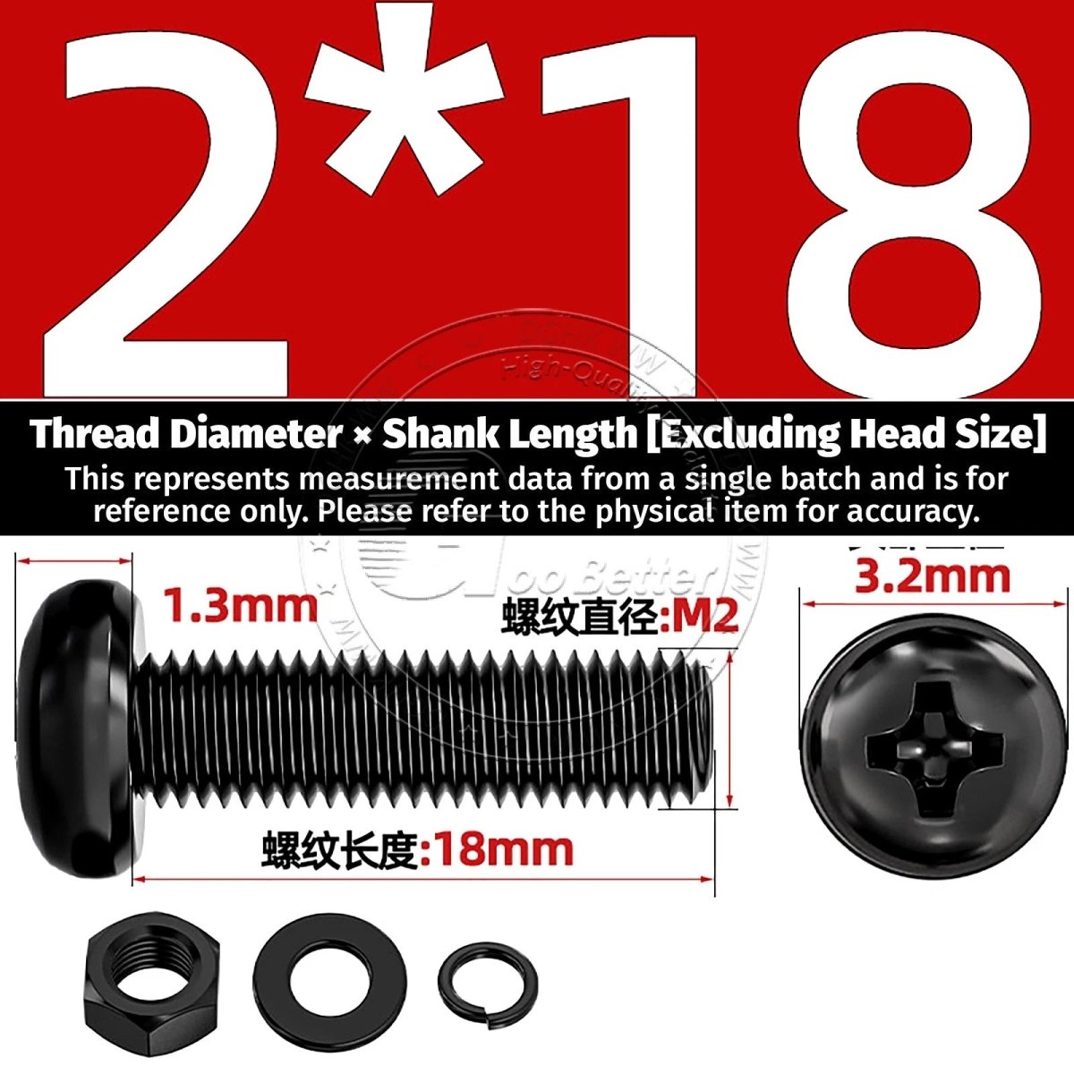 Black Phillips Pan Head Machine Screws with Washers — Metric M2 to M6 - HomeDIYer
