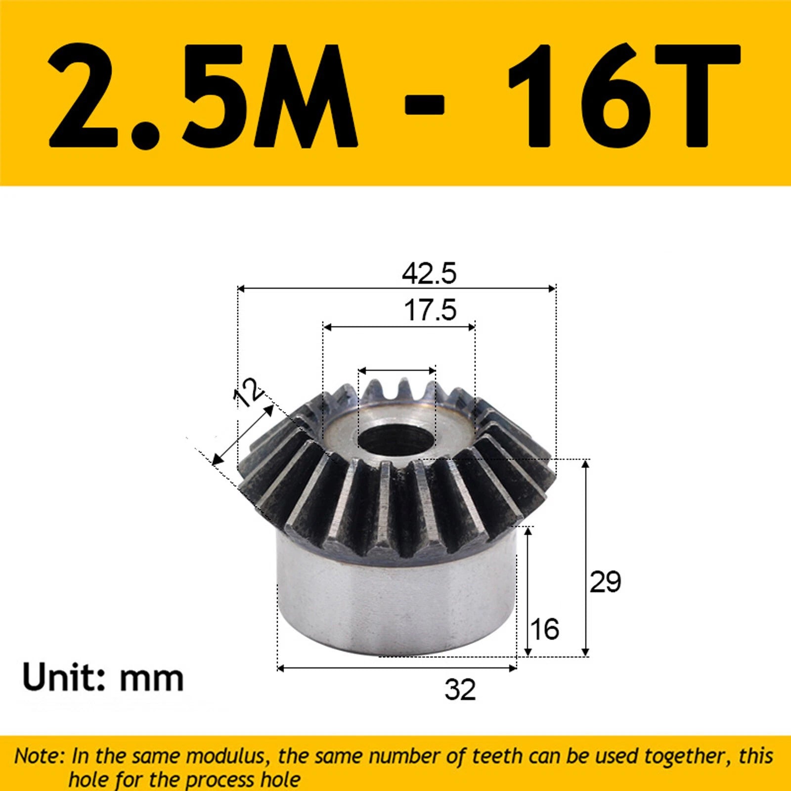 2.5 Module Steel Umbrella Tooth Bevel Gear Helical Motor Gear 15-30 Tooth