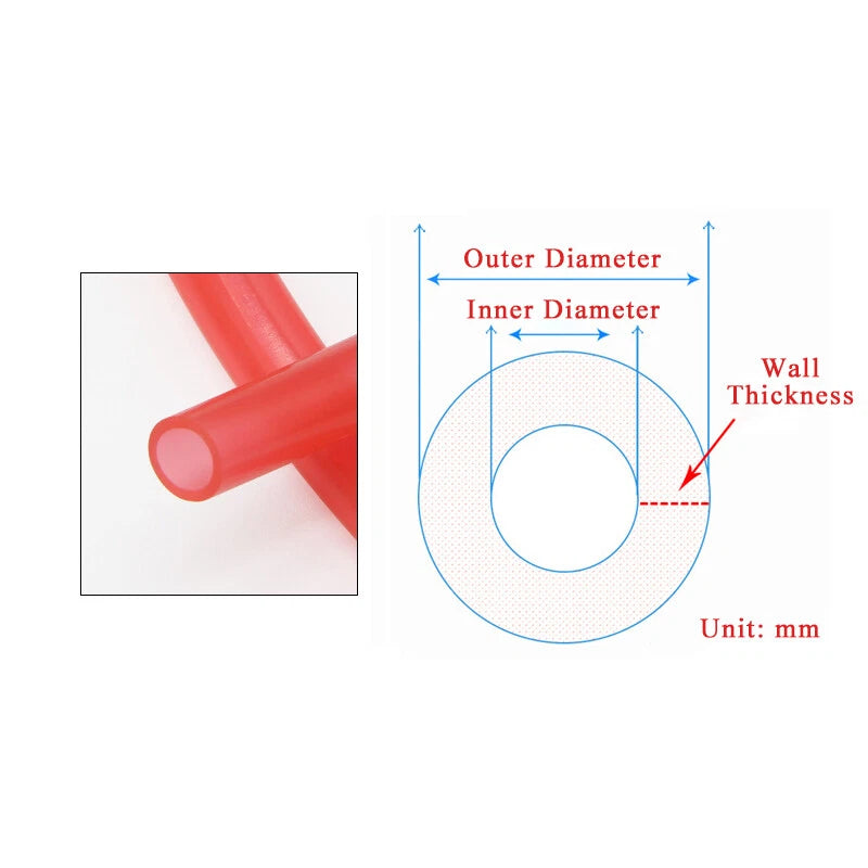 Transparent Red Silicone Tube Food Grade Beer Milk Hose Pipe Soft Rubber 3-10mm