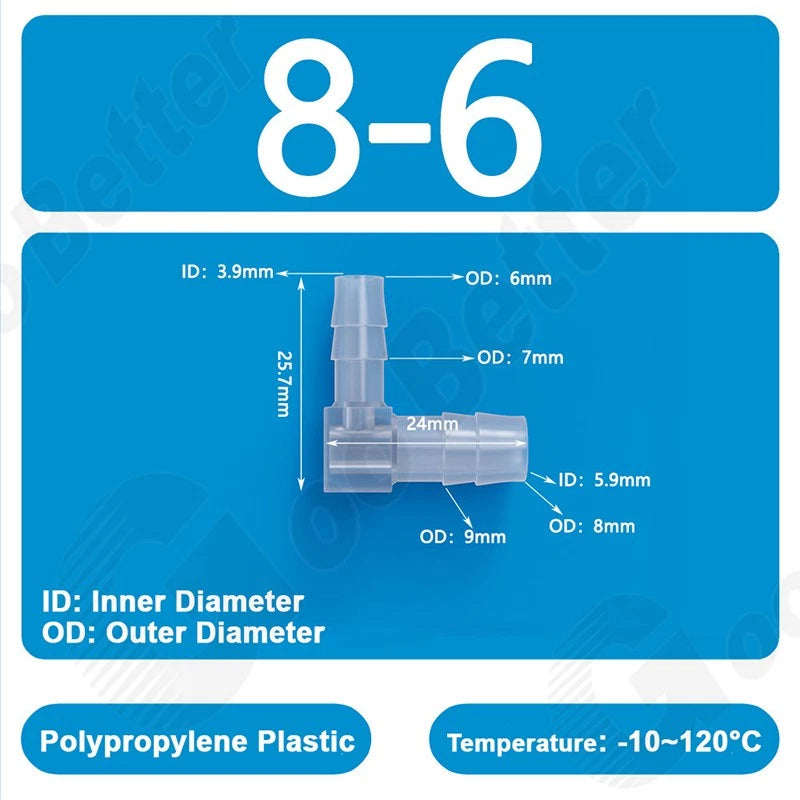 Plastic 90 Degree Elbow Barbed Hose Joiner Reducer Connector L-type Pipe Water