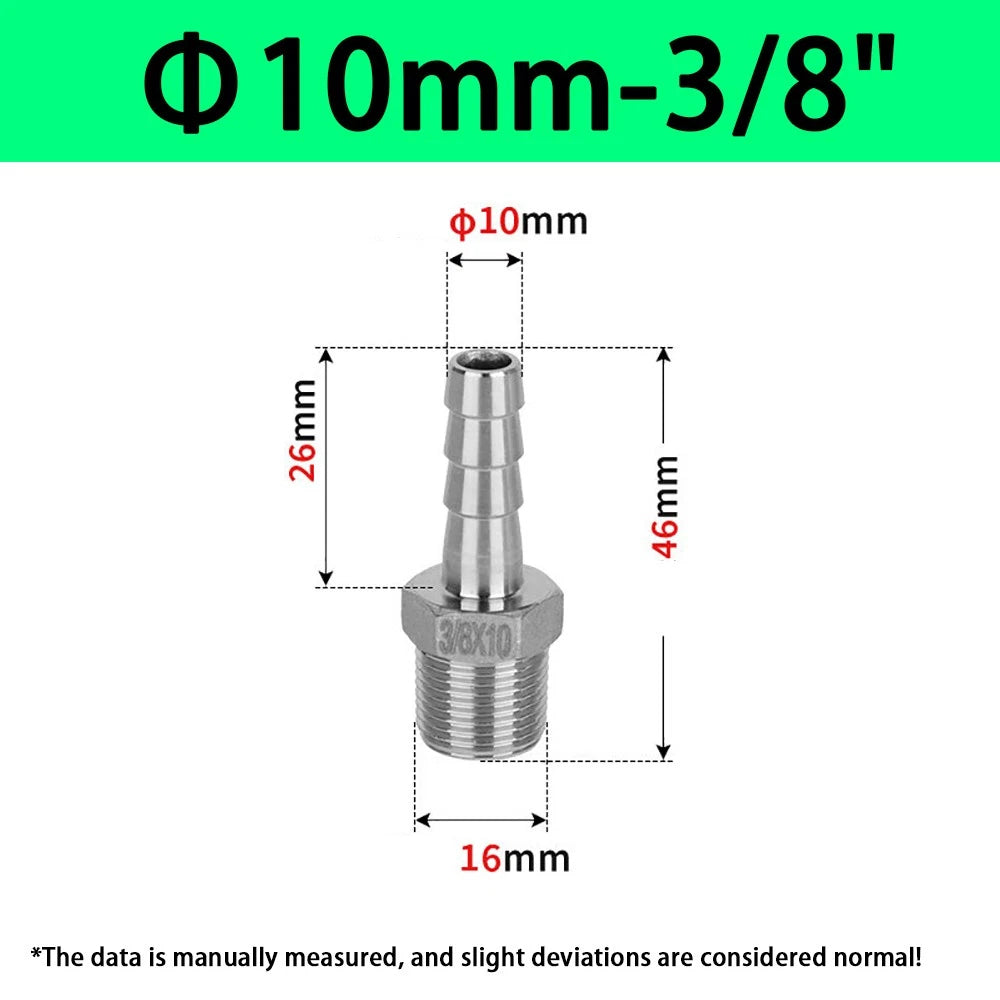 Male NPT Hose Barb Adapter Fittings – 316L Stainless Steel