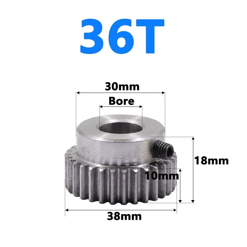 Spur Gear 1 Module Bore 6/8/10/12/15mm Teeth 31-120 Pinion 45 Steel Hard Tooth