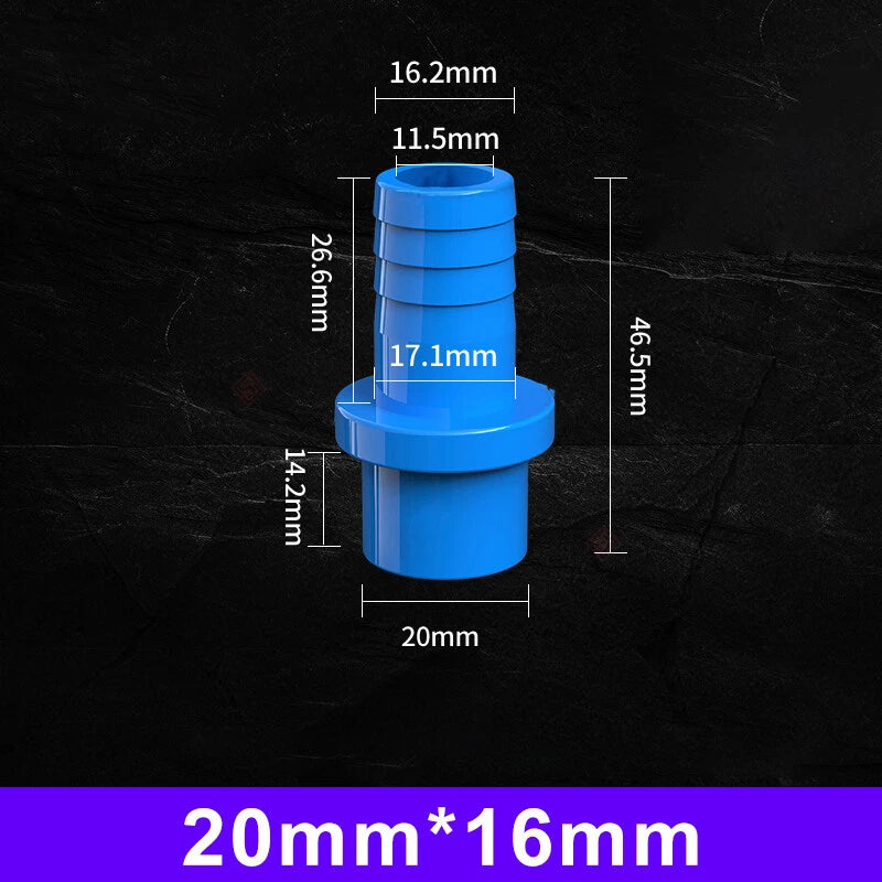 Blue Pagoda PVC Pipe Connector Fittings 20mm 25mm Adapter To Hose OD 5 8 10~20mm