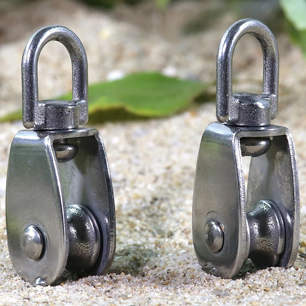Stainless Steel 15-75mm Single/Double Pulley Block for Wire Rope Lifting Rigging