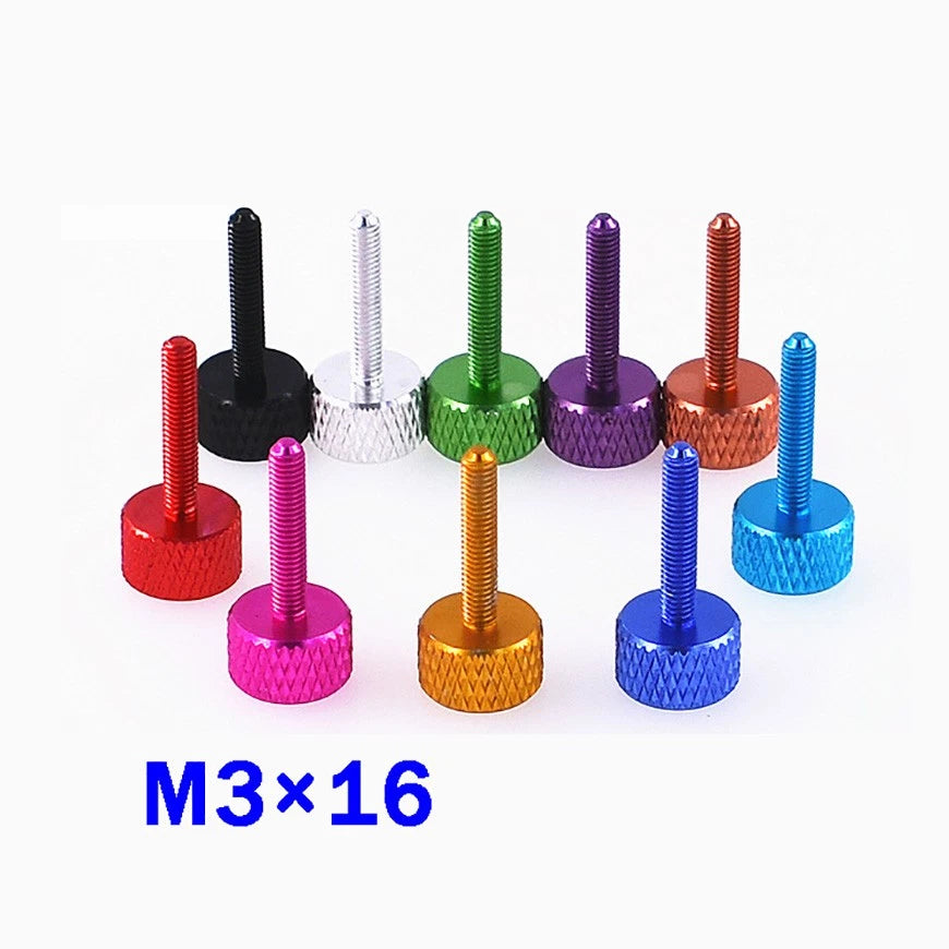 M3*5/6/8/12/20/25/35/40/50mm Aluminum Alloy Bolts Knurled Flat Head Thumb Screws