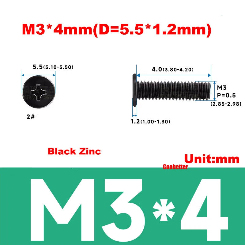 M3 Ultra Thin Wafer Flat Head Phillips Screws – Super Low Profile for Laptops & Electronics (3–6.5mm Thread Lengths)