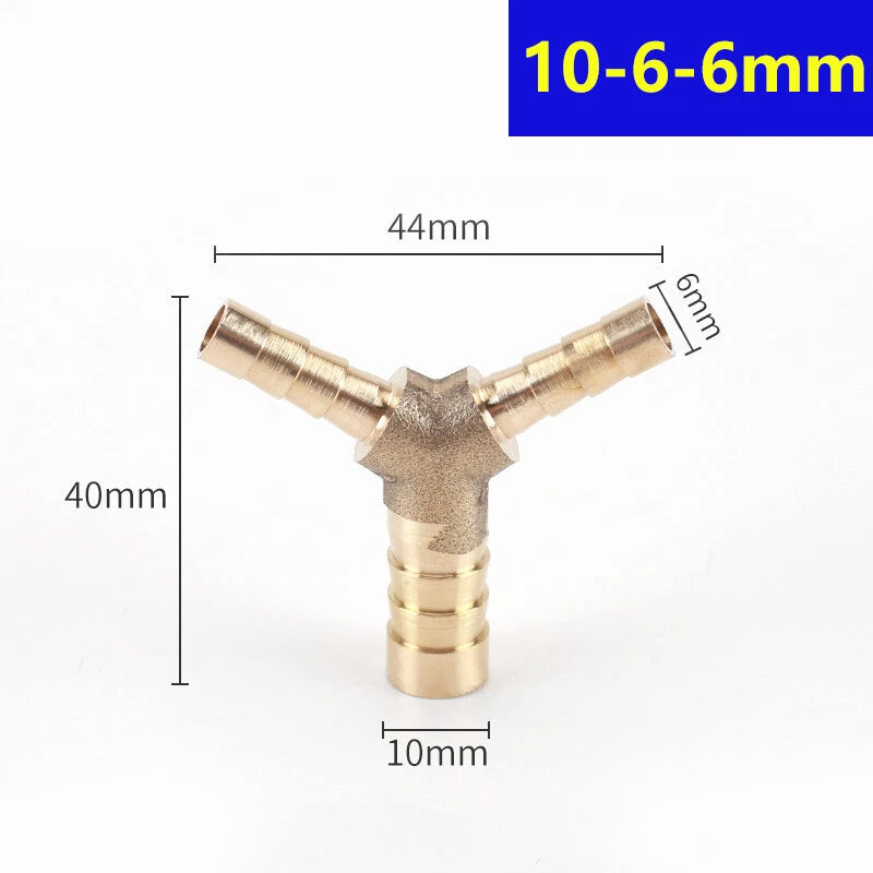 Brass Hose Tail Y-Piece Reducer Connector — Air Water Gas Fuel Pipe Fitting