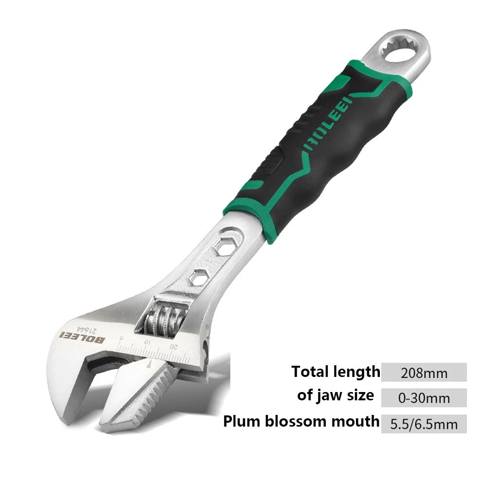 Adjustable Spanner Wrench 6" 8" To 24" Garage Tool Soft Grip Handle Metric Scale