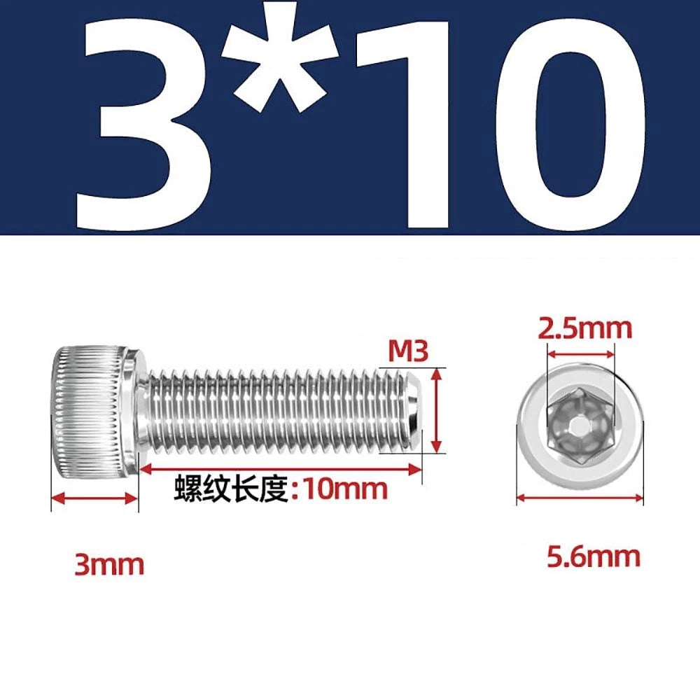 M3 M4 M5 Socket Head Cap Screws – A2 Stainless Steel, High Strength & Corrosion Resistant