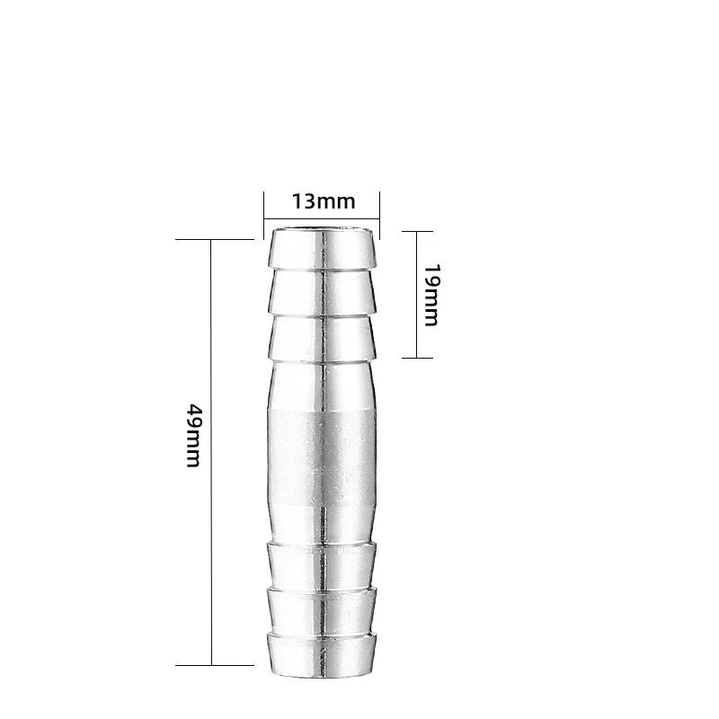 A2 Stainless Steel Straight Hose Joiner Barbed Connector — Sizes 6mm–41mm