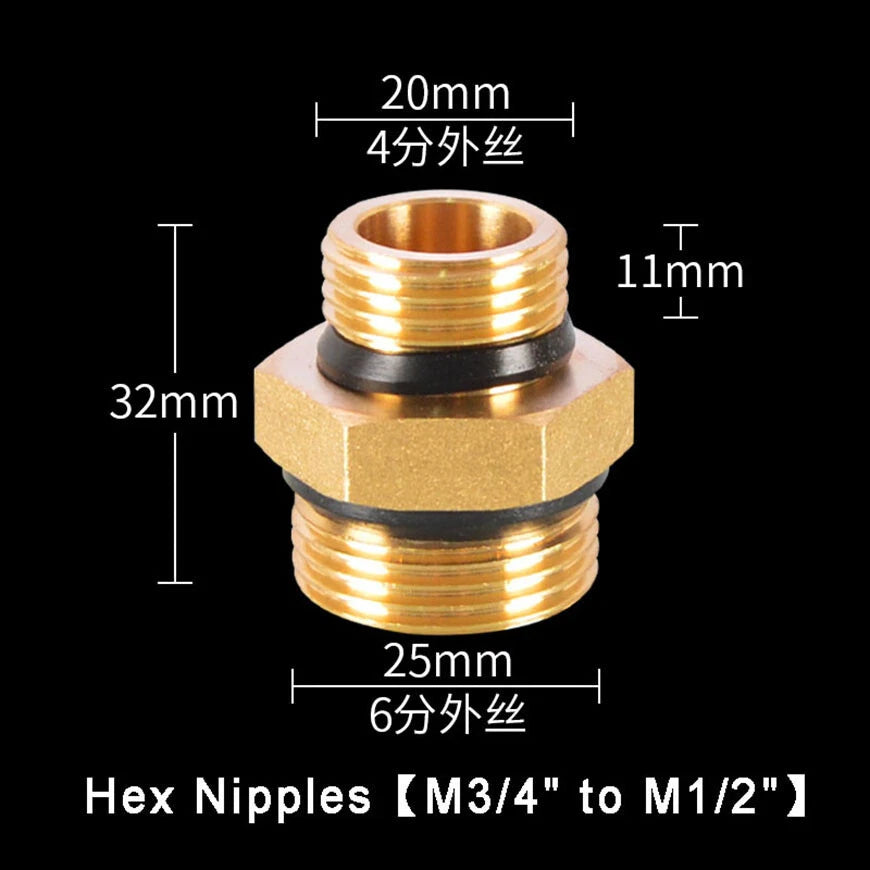 1/2" & 3/4" Brass Pipe Fittings – Straight, Elbow, Tee, Plug & Hex Nipple Connectors with Seal Washer
