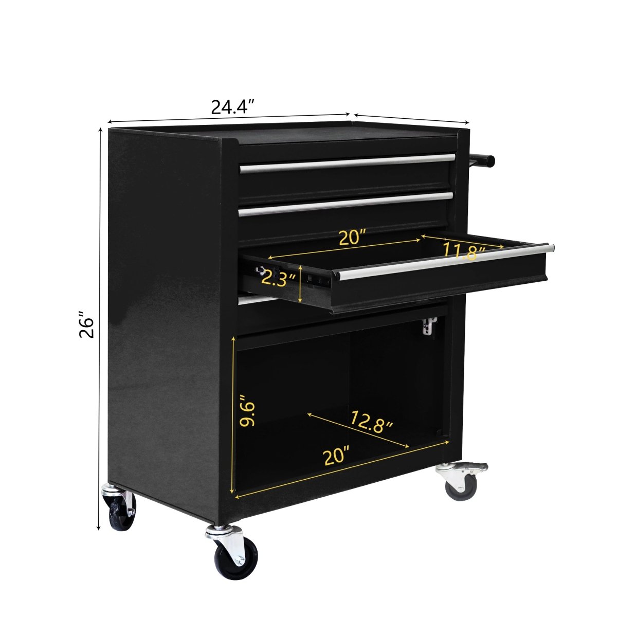 4 Drawers Multifunctional Tool Cart With Wheels - Black - HomeDIYer